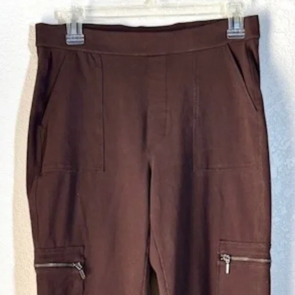 Susan Graver Weekend Brown Straight-Leg Pants – Size Medium – Zip Pocket Stretch - Picture 3 of 6
